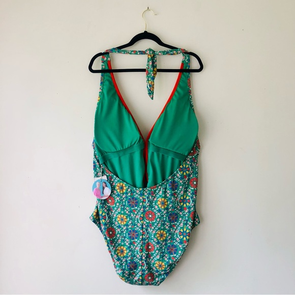 RHODE x Target Zinnia Floral Print Halter High-Leg Cheeky Swimsuit, PLUS 3X NWT - Picture 8 of 9